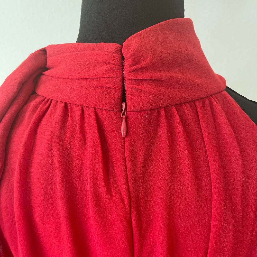 NWT-White House Black Market—-HiLo Maxi Dress-Color is Red Rose - Picture 5 of 7